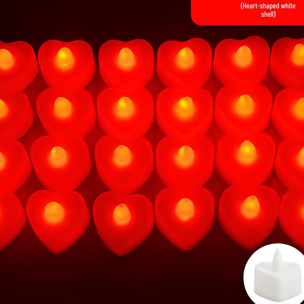 Heart-Shaped LED Candle Lights for Romantic Proposals & Birthday Decor