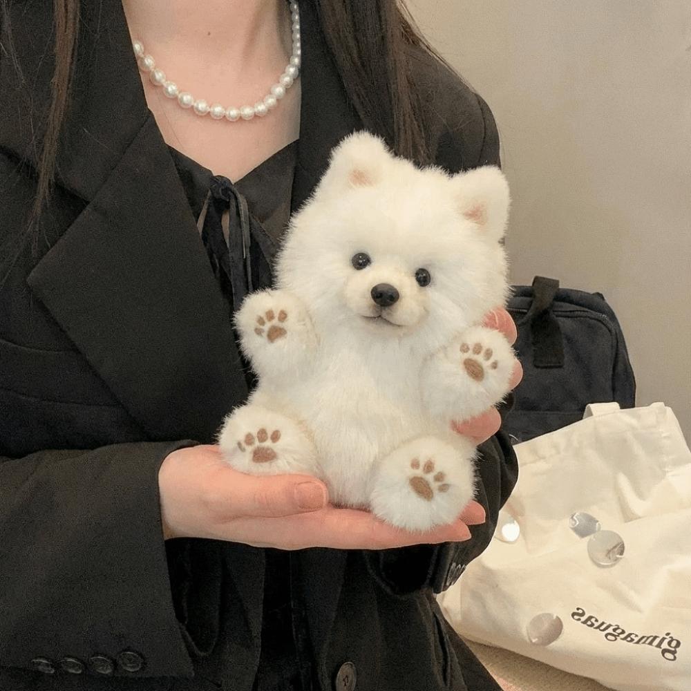 Pink Paws Samoyed Plush Toys Cute Cartoon Soft Samoyed Plush Doll Realistic Fashion Accessories Doll Ornaments