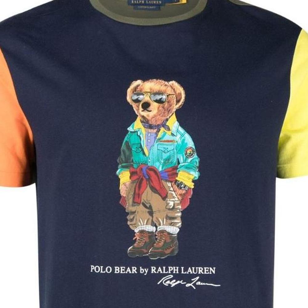 Polo Ralph Lauren SS23 Color Block Bear Print Crew Neck Short Sleeve T-Shirt Men Tops Multicolor 710891153-001