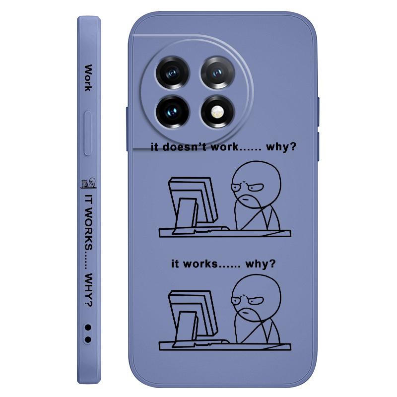 

Work Stick Figure Phone Case For Oneplus 13 13R 12 12R 11 11R 10 10R 10T 9R 9RT 9 8T 8 7 7T Pro 5G Liquid Silicone Cover OnePlus 7T Pro світло-синій колір