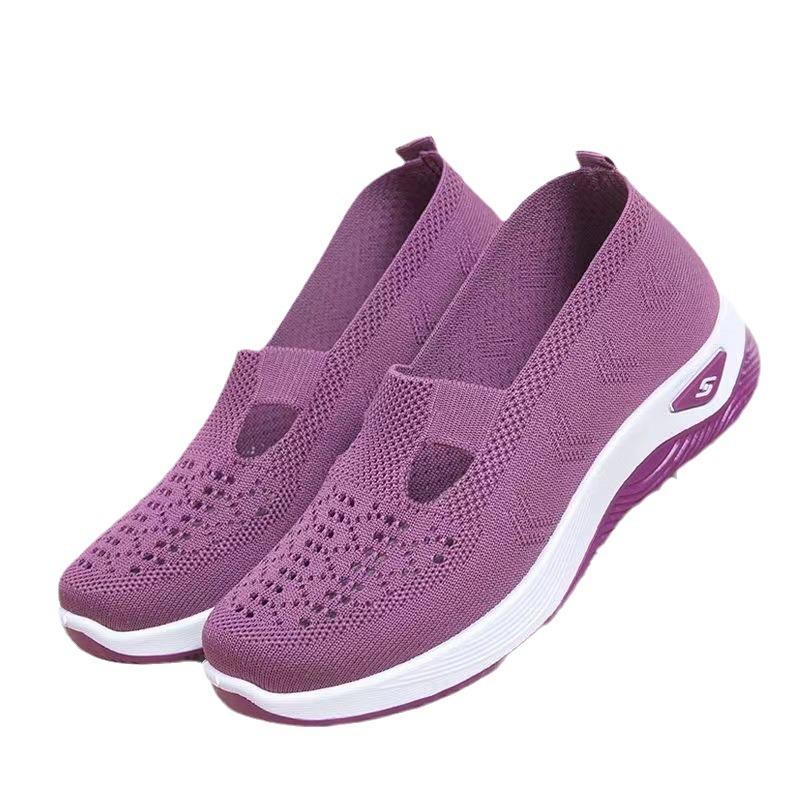 2025 summer one-pedal fly-woven women's shoes soft-soled versatile mother shoes hollow breathable women's shoes casual shoes walking