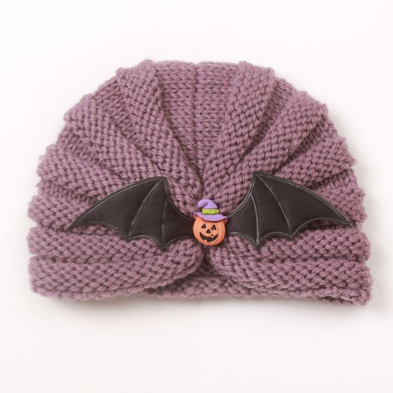 Halloween Children's Pullover Hat Pumpkin Bat Dress, Baby Winter Warm Knitted Hat, Baby Hat