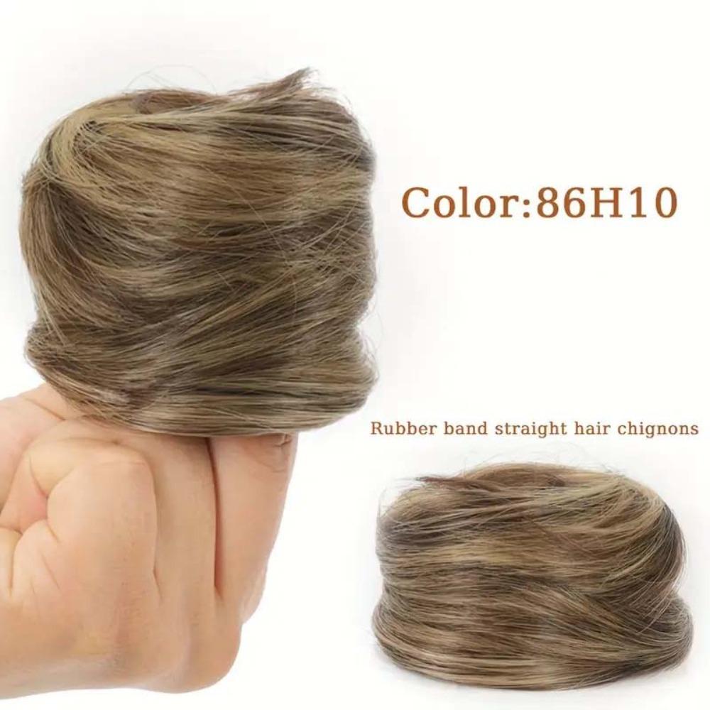 Elastic Rubber Band Straight Updo Chignon Synthetic Flower Bun Head Wig  Lazy