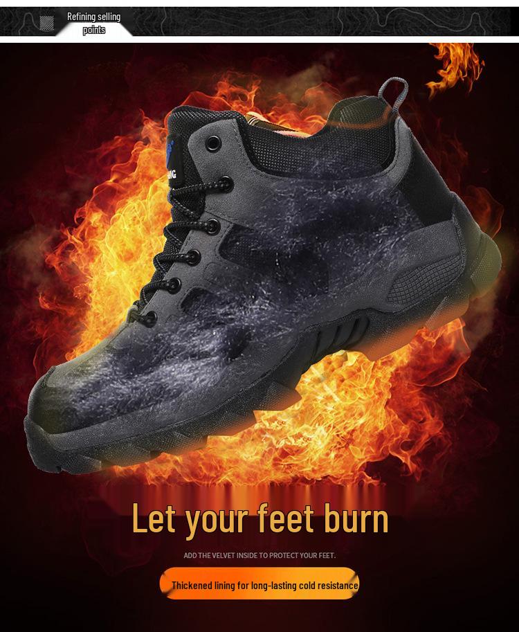 Mid-Top Cotton Outdoor Hiking Shoes - Warm, Unisex, Plus Sizes, Dad Style