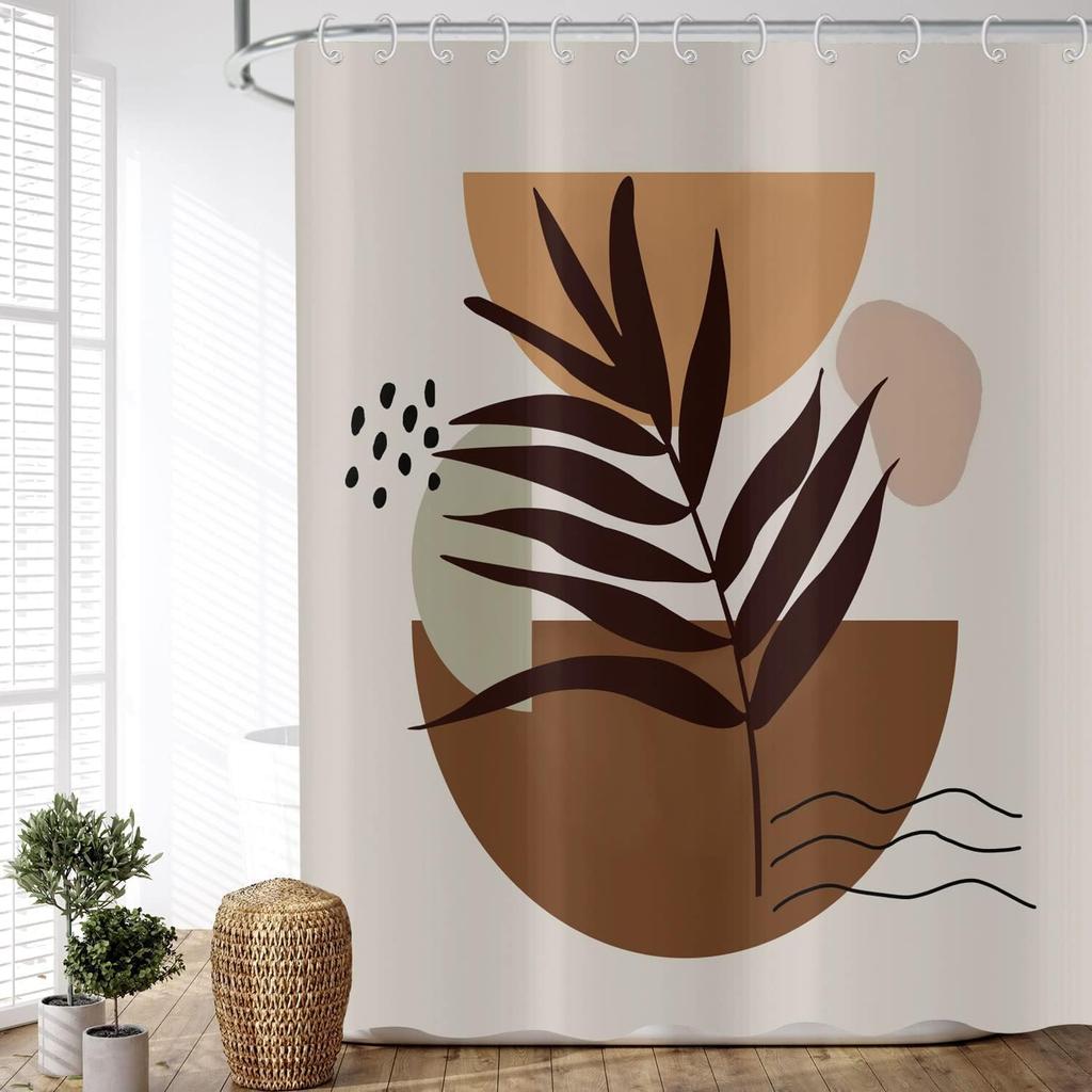 Bohemian Style Abstract Modern Floral Rose Face Shower Curtain 180X 180Cm Waterproof Shower Curtain With 12 Hooks