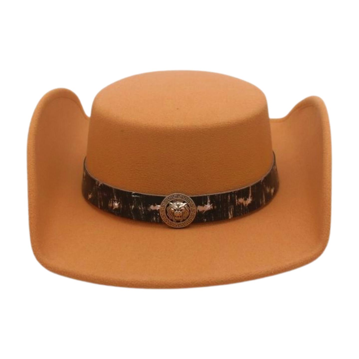 

Vintage Jazz Hat Tibetan Dome Men And Women British Style Niche Lion Head Woolen Top Hat one size [m round cowhide]