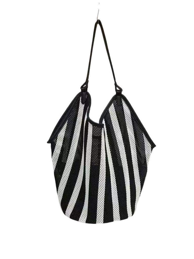Niche Striped Woven Women's Shoulder Tote – Large Capacity, Casual Style