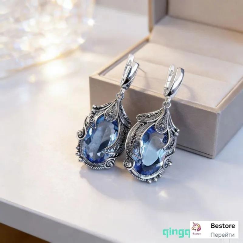 Vintage Style Drop Earrings with Intricate Metalwork and Large Faceted Gemstone Pendant for Women Elegant Design Lightweight Dangle Jewelry