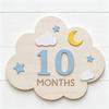 Set Natural din Lemn cu Marcatoare Lunare pentru Bebeluși, Formă Nor, Carduri cu Numere pentru Păstrare Amintiri Nou-născut, Cadou Baby Shower