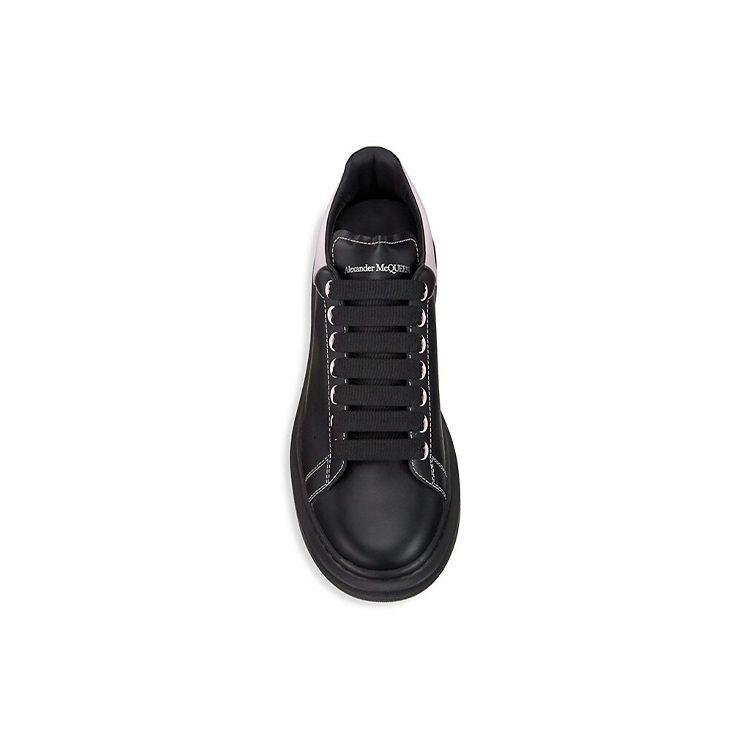 Alexander McQueen Oversized Sneaker Leather Low top Skateboard Shoes Men's Black Rose Jewel 553680WHTQT1436