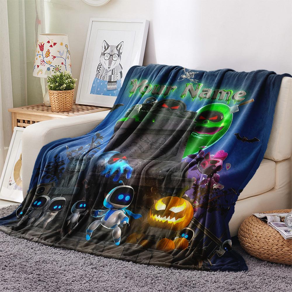 1PC Custom Name ASTRO BOT Patterned Flannel Blanket Suitable For All Seasons for Home Decor Warmth and Comfort Gifts Holiday Present -HE95