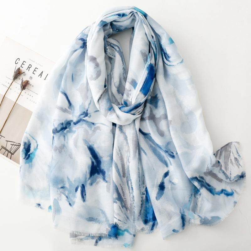 

Fashion Ink Painting Butterfly Viscose Soft Scarf Boho Chic Thin Fringe Shawl Women Perfect For Travel & Casual Muslim Hijab