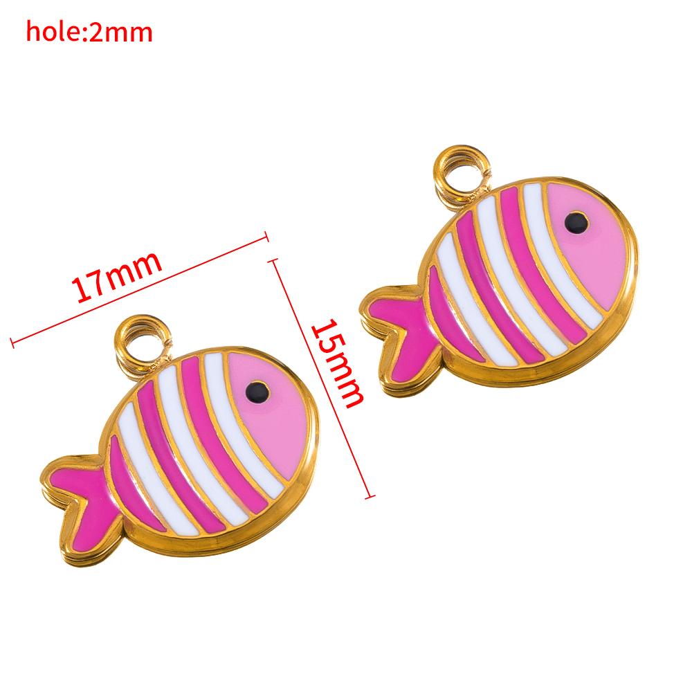 2/5Pcs Stainless Steel Series Pink Purple Elegant Cute Pendant Gold Bottom Pendant DIY Necklace Jewelry Handmade Accessories