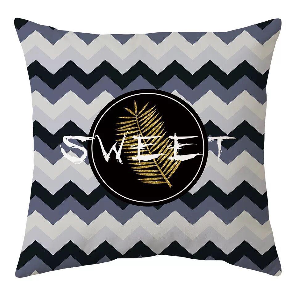Nordic Black and White Simple Style Geometric Abstract Pillow Case Peach Leather Fleece Home Sofa Pillow Quilt Cushion