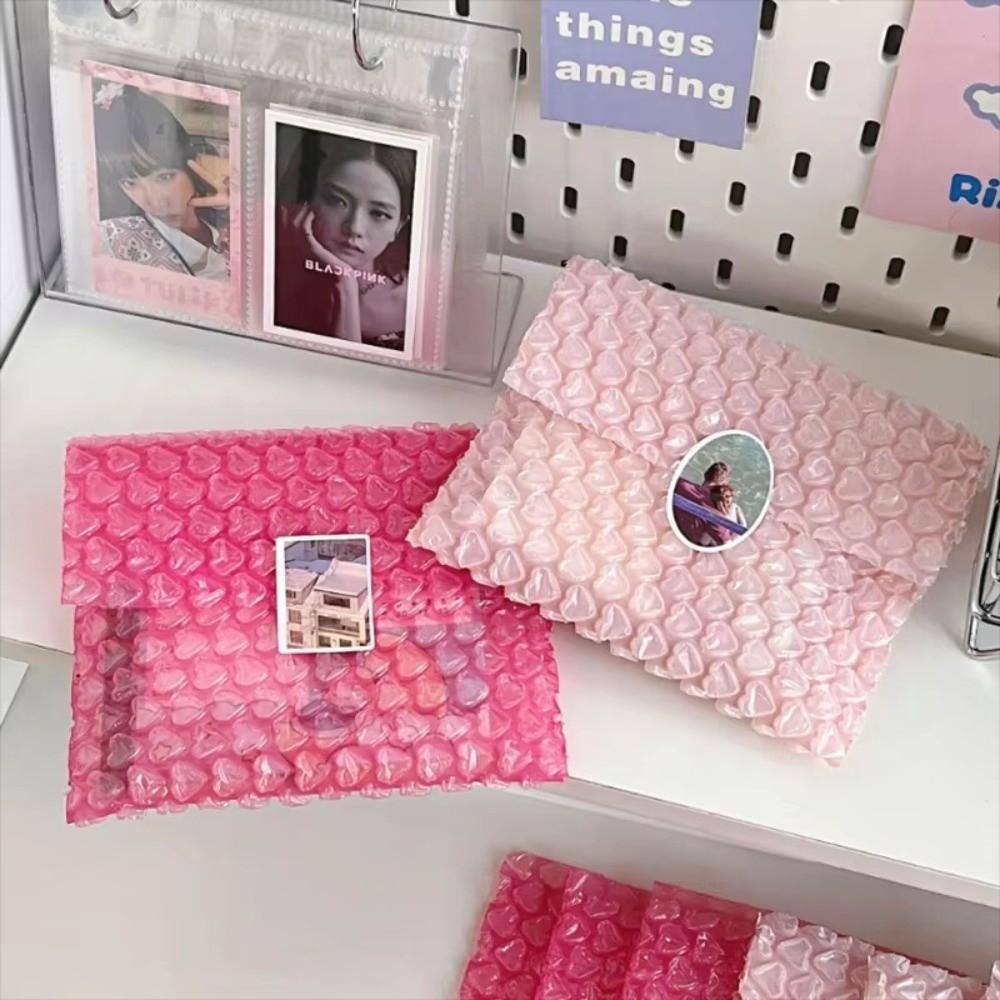 New Pink Heart Bubble Bag Shockproof PE Bubble Film Small Card Sleeve Foldable Padded Envelopes Shipping Protection