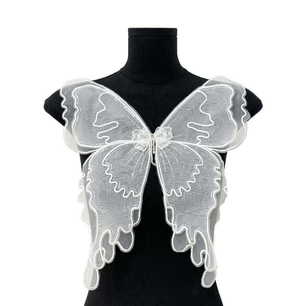 Lace Fabric Butterfly Organza Appliques Double Layer Clothing Stickers Butterfly Patch Embroidered Patch Tulle 3D Wings Patch