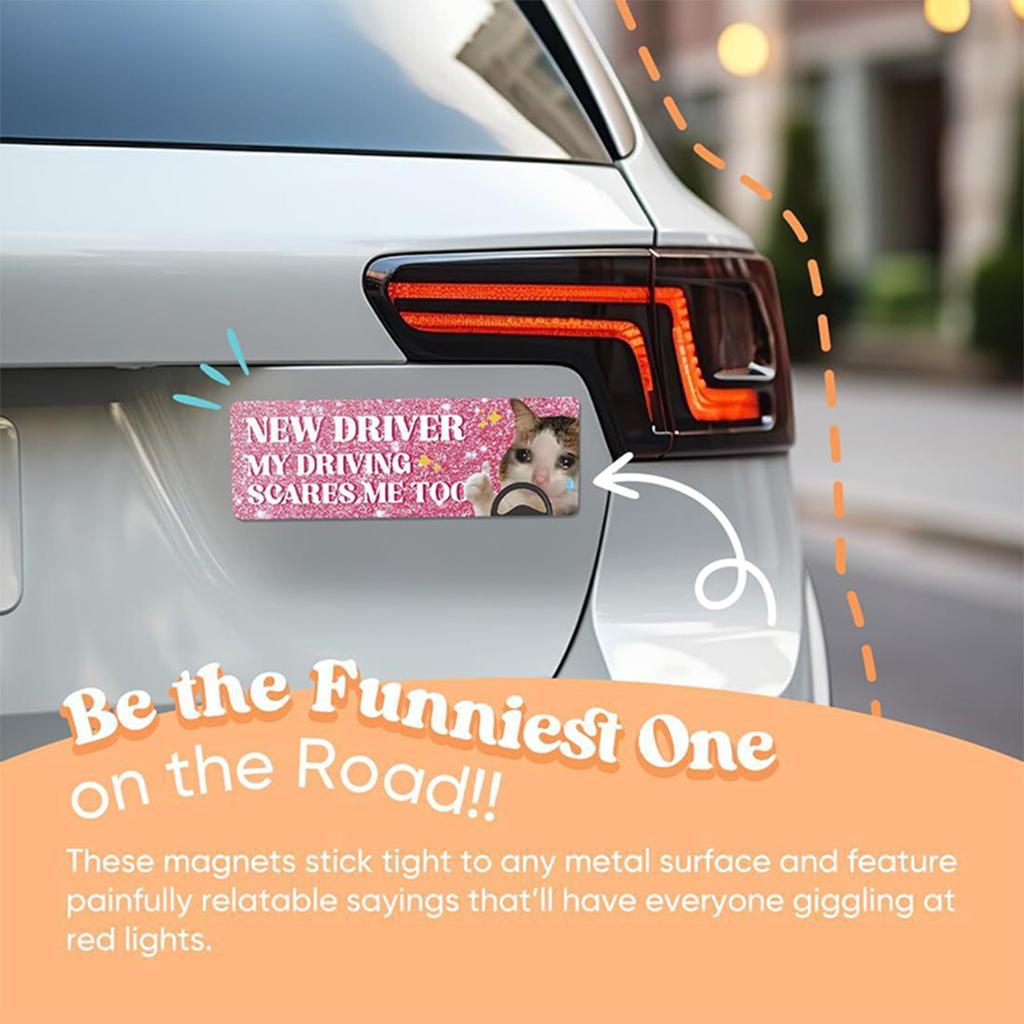 New Driver Pls Be Nice Magnetic Car Stickers, New Driver Stickers Safe, Reusable Magnetic Signs (5 Pieces)
