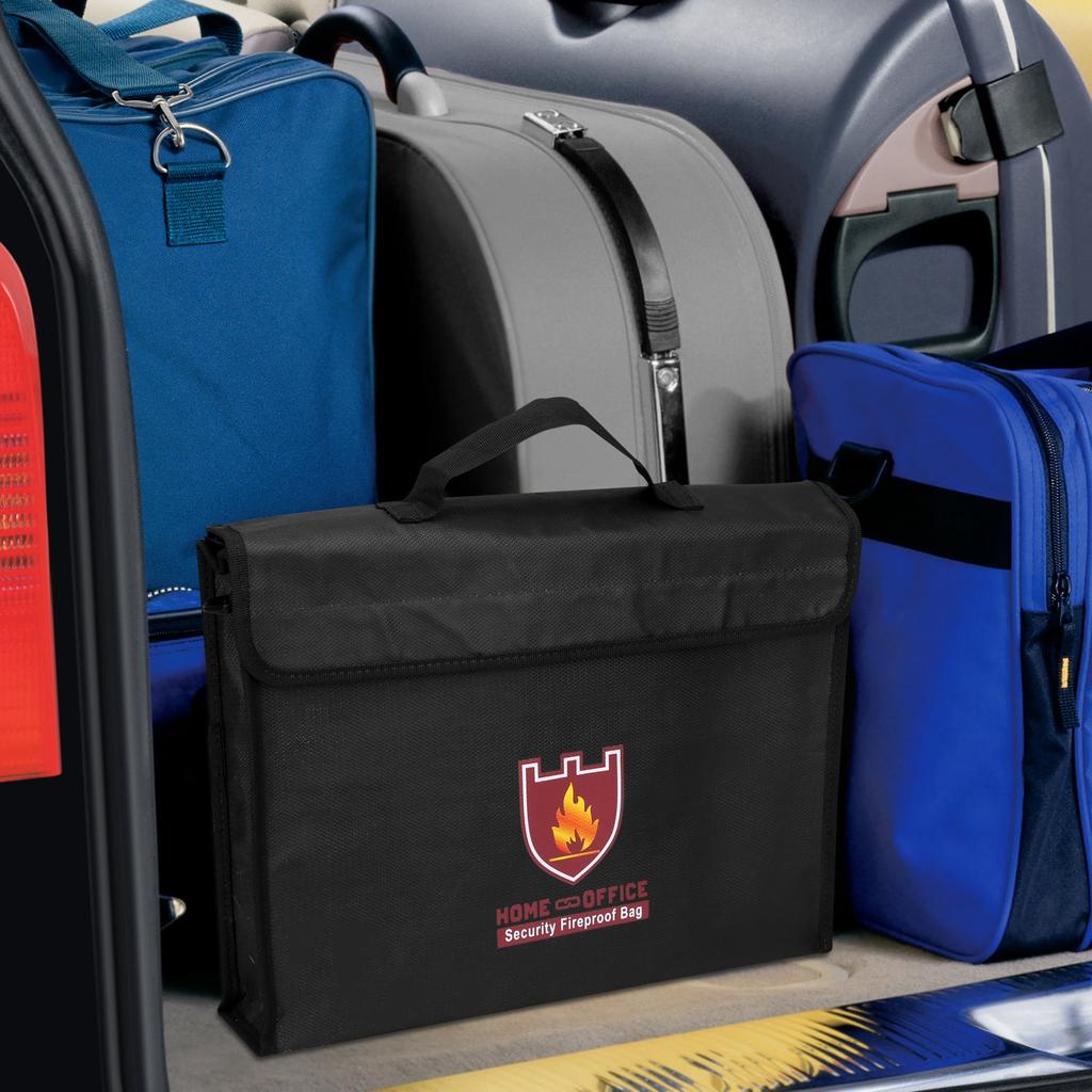 ATiC Fireproof & Water-Resistant Document Bag, 2-Way Shoulder/Handle, 38 × 28 × 7.5 Cm