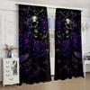 Set Of 2 Purple Skull Rose Print Curtains Suitable Bedroom Living Room Kitchen Decoration Home Window Curtain Polyester Ideal For Sitting