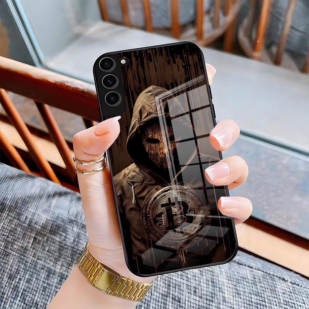 

Luxury Bitcoin Phone Case For Samsung A25 A13 A33 5G A54 A36 A35 A56 A52 A14 Shockproof Glass Cover Samsung A26
