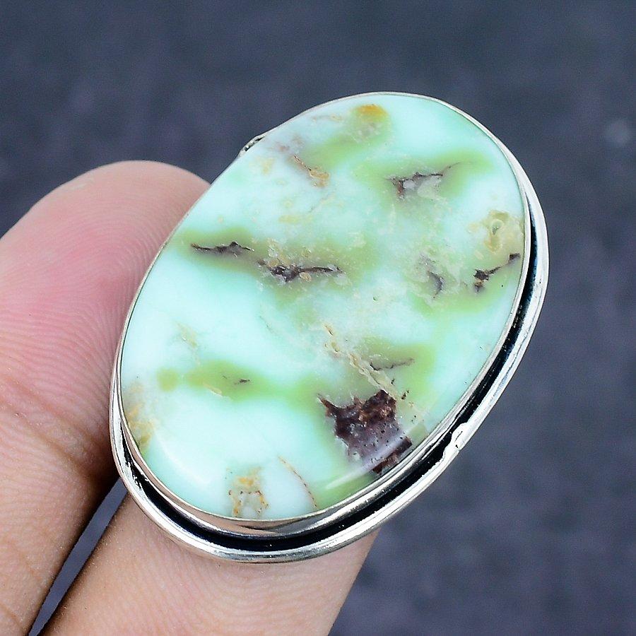 Natural Chrysoprase Gemstone 925 Sterling Silver Jewelry Ring Size 8 A4g17