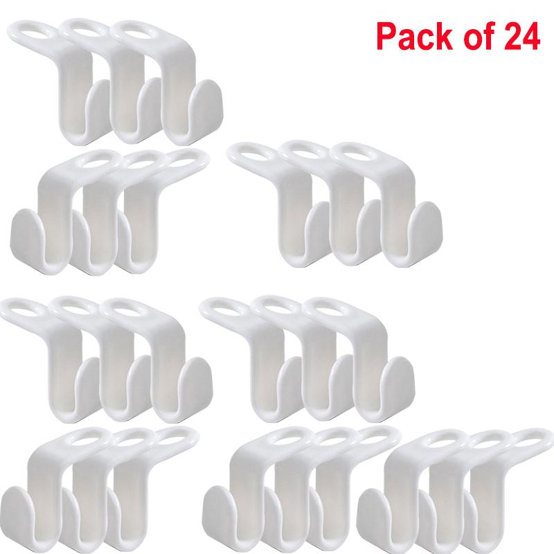 6/12/24pcs Plastic Closet Organizer Wardrobe Space Saving Hooks Hanger Connector Buckle