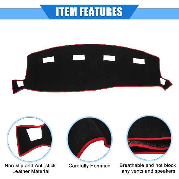 Car Dashboard Cover Compatible for Dodge for Ram 2002-2005, Protective Polyester Red Center Console Interior Trim Dash Cover Mat Pad