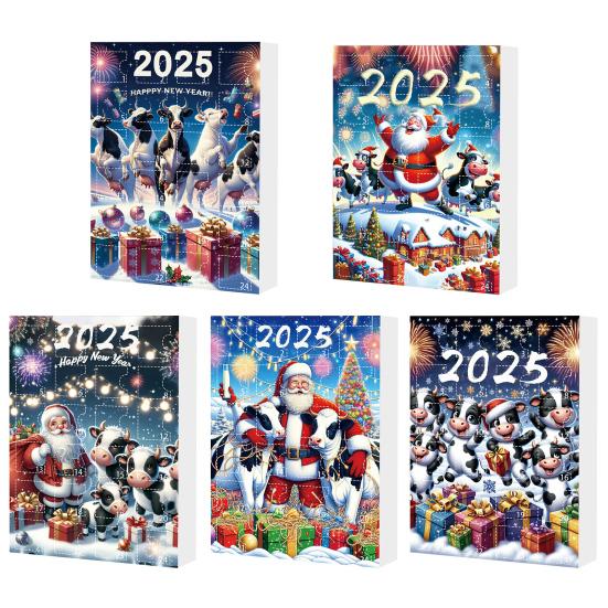 Kraví adventní kalendář 2025 24 dní odpočítávací kalendář do Vánoc s 2D akrylovými závěsnými ozdobami skotské vysočinské krávy Roztomilý kraví přívěsek na vánoční stromeček