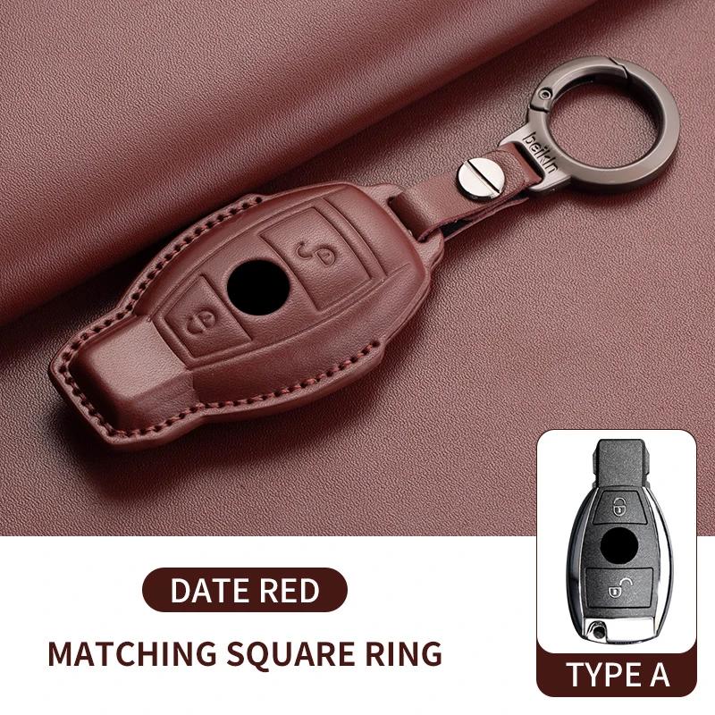 Car Key Fob Shell for Mercedes Benz A C E S G Class CLE CLA GLC W177 W205 W213 W222 X167 AMG Leather Car Remote Key Case Cover