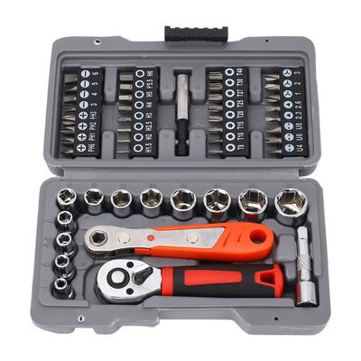 Ratcheting Screwdriver Set 48 In 1 Ratchet Wrench 14in Socket Slot Cross Screwdriver Bit Household