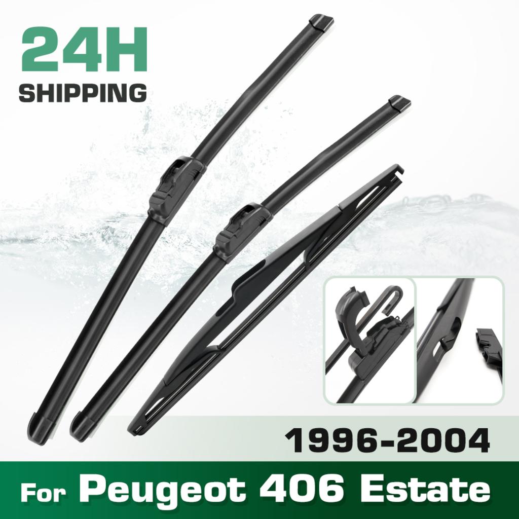 For Peugeot 406 Estate 1996-2004 1997 1998 1999 Wiper Front & Rear Wiper Blades Windshield Windscreen Window Brushes 24"+22"+14