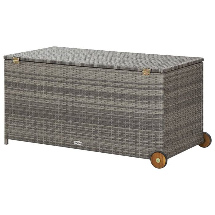 VidaXL Boîte de Rangement de Jardin Coffre de Coussin Oreillers Banc de Rangement Coffre de Stockage Extérieur Gris Clair 310090