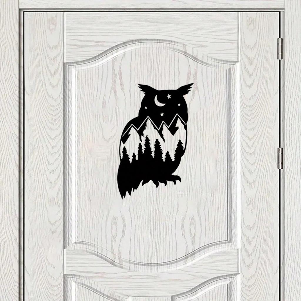 Wrought Iron Black Owl Wall Art Decor Metal Bird Sculpture for Home Living Room Bedroom Garden Outdoor Hanging Ornament