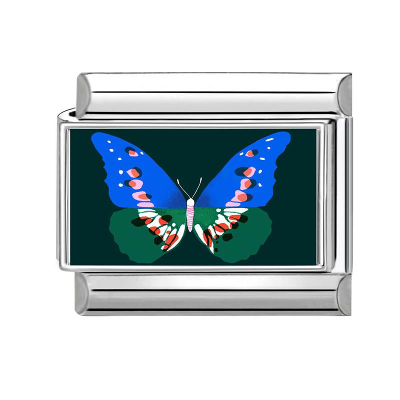 New Brilliant Colorful Flower Butterfly Series Italian Charm Links Fit 9mm Stainless Steel Bracelet Women Men DIY Making Jewelry