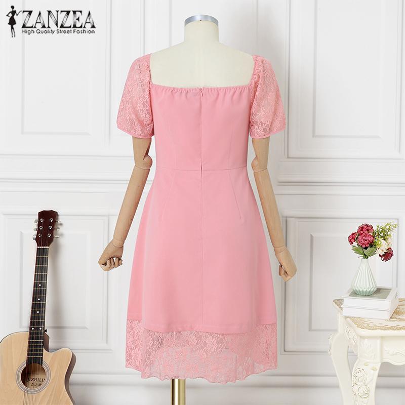 ZANZEA Rochie de vară cu mâneci scurte din dantelă pentru femei