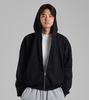 Button Seoul Round Pocket Minimalist Zip-Up Hoodie (Black)