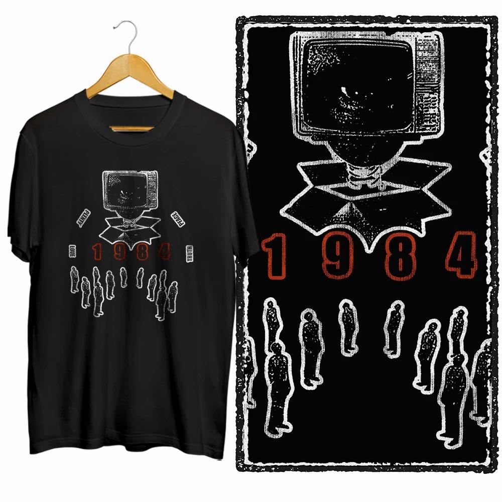2026 Coolmind U0014-T2 1984 Graphic Print Unisex T Shirt O-Neck Loose Tshirt Men Women Cotton Tee Shirts