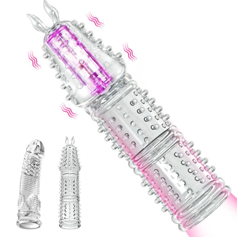 Crystal Condoms Penis For Men Couple Extender Sleeve Enlargement Silicone Condom