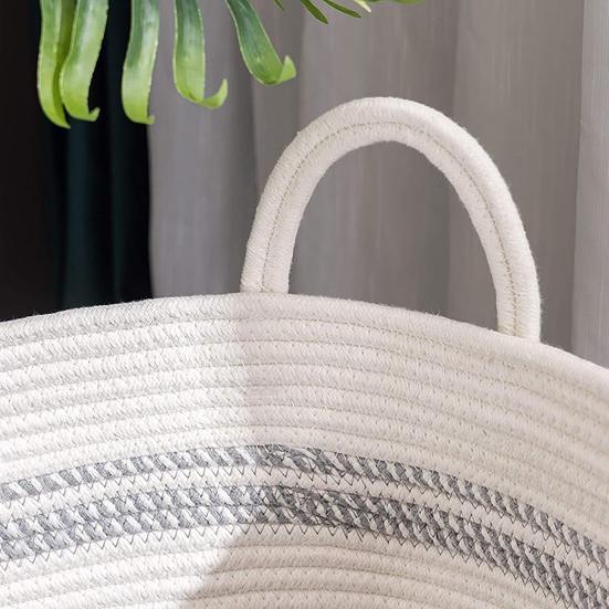 Dirty Clothes Storage Bag Cotton Rope Braided Laundry Basket Foldable Large Capacity