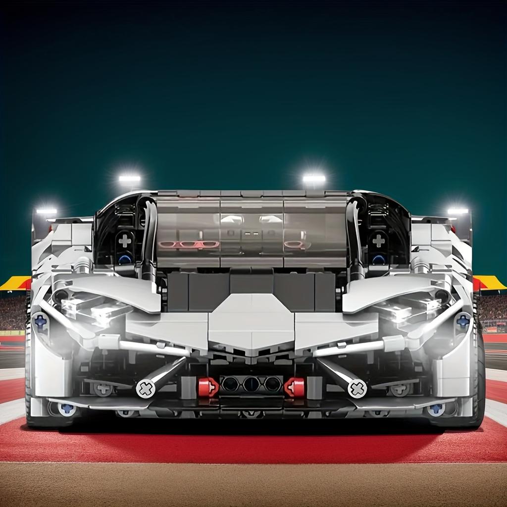 1/14 Lamborghini Silver Mechanical Supercar Building Blocks, Collectibles for Sports Car Lovers, Holiday Birthday Surprise Gifts