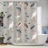 Vintage Birds Pattern Shower Curtain White Grey Blue Red Floral Waterproof Bath Decor Art Home Decoration Watermelon Print Showe