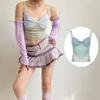 Slim Fit Mesh Camisole Cross Hem Tube Tops Korean Style Dots Hollow Vest  Club