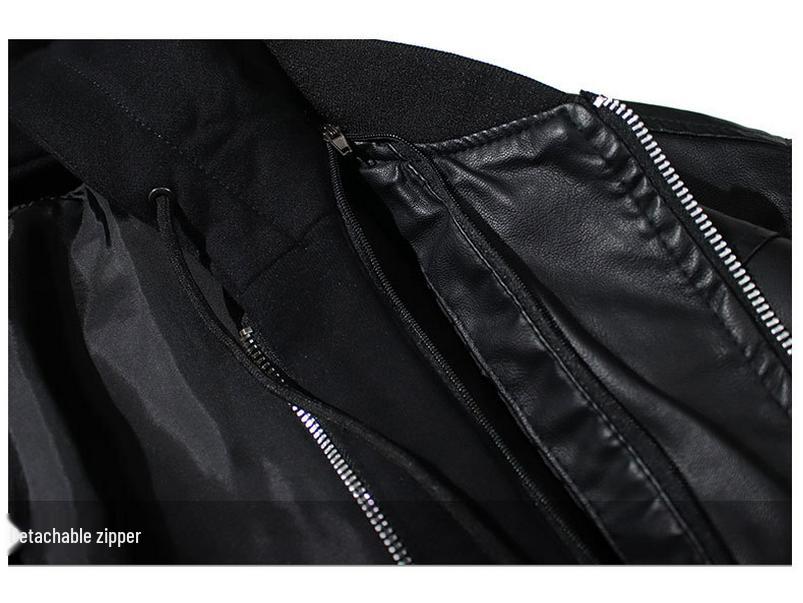 Men's Casual Hooded PU Leather Motorcycle Jacket