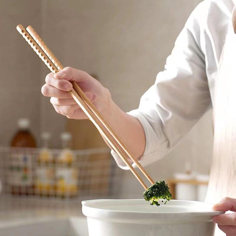 Extra Lange Holzstäbchen Bratstäbchen Poliertes Buchenholz Kochen Nudeln Rutschfeste Stäbchen Küchenkochwerkzeuge