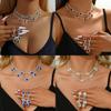 Geometric Double Layer Collar Necklace With Water Diamond Pendant For Women