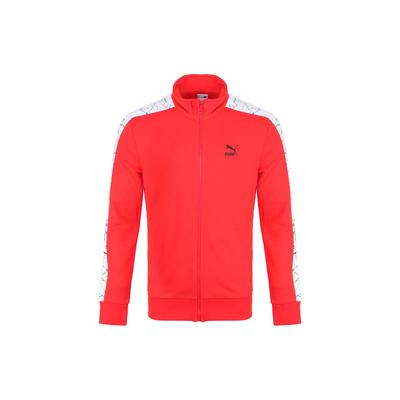 Kurtka Męska Casualowa Retro Sportowa z Nadrukiem Bloków Kolorów ze Stójką Czerwona 574831-05