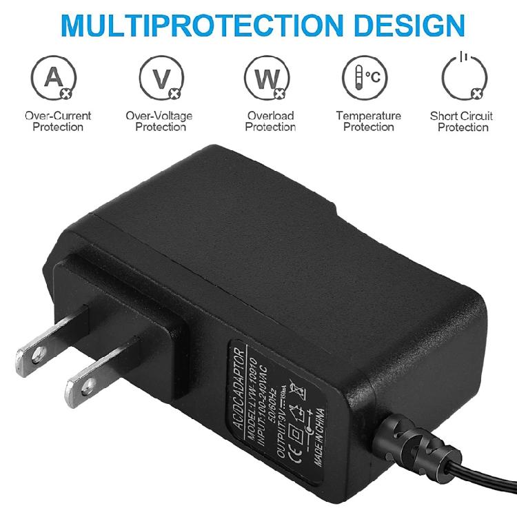 Regulated Power Supply for DC 9V 850mA Adapter Guitar Effect Pedal Negative Tip