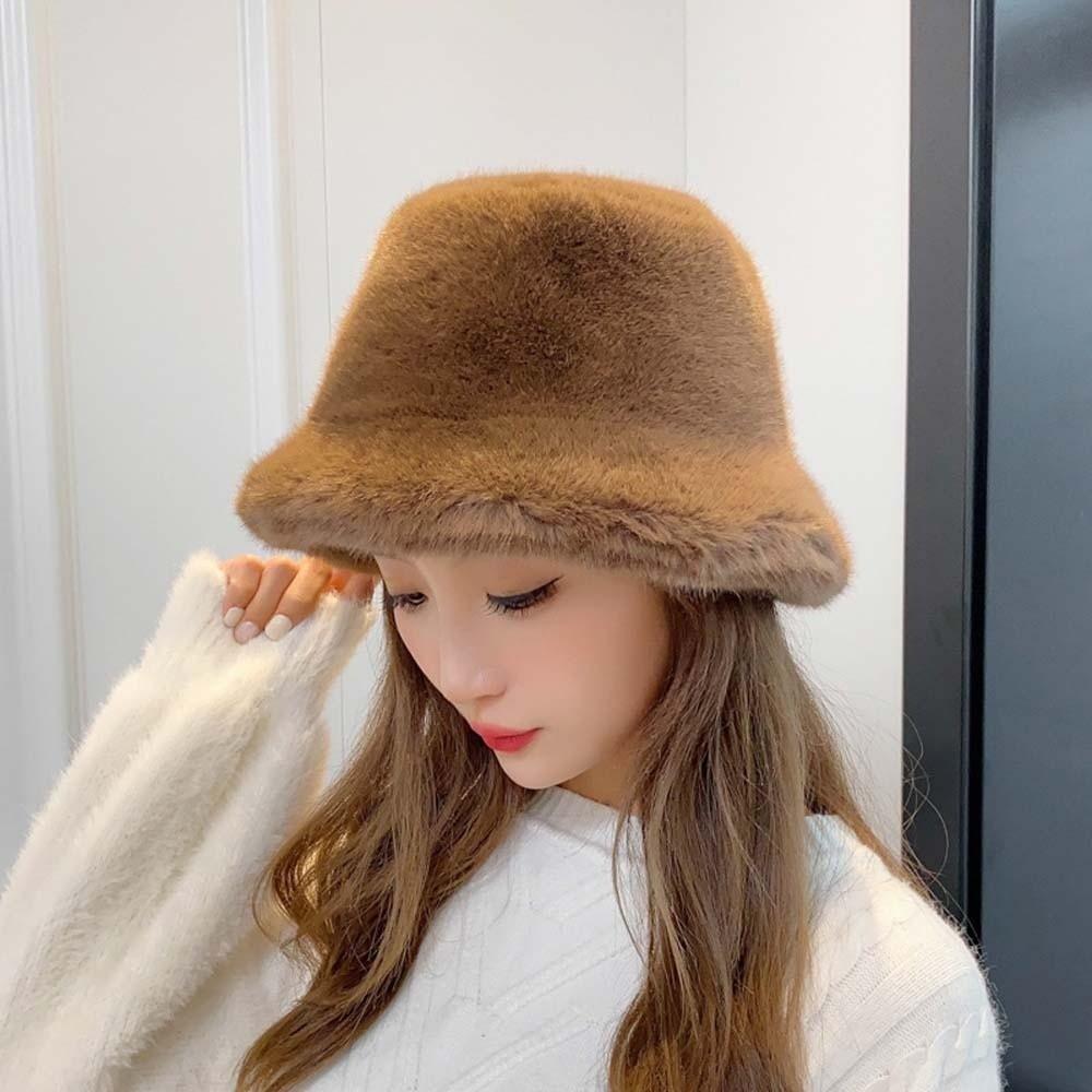 Warmer Plush Basin Cap Temperament Anti-cold Bucket Hat Elegant Winter Fisherman Hat  Men