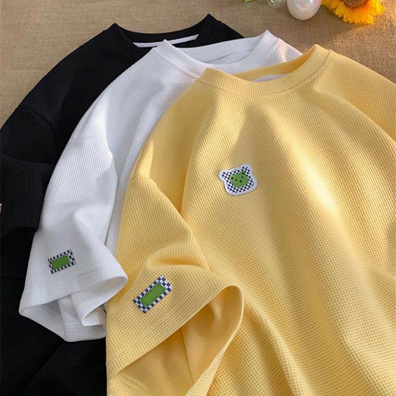 T-shirt plus size Damski letni luźny niedźwiedź z krótkim rękawem T-shirt Casual Wygodne topy sportowe