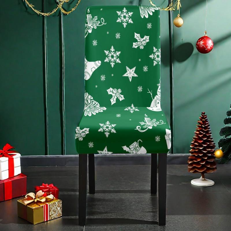 Christmas Printed Chair Cover Non-Slip Dustproof Spandex Washable Elastic Chair Cover Christmas Event Decorative Seat Protector